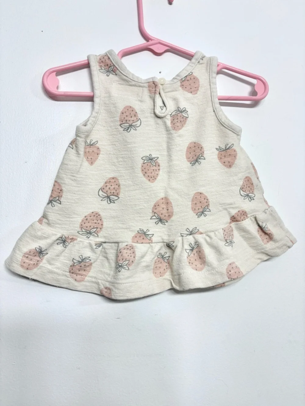 Carter’s 9M Strawberry Top - Baby Girl Ruffle Tank - Organic Cotton - Picture 4 of 7